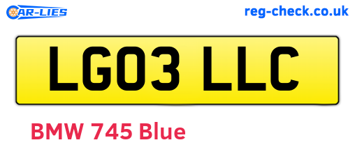 LG03LLC are the vehicle registration plates.