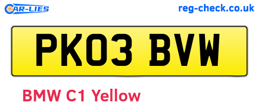 PK03BVW are the vehicle registration plates.