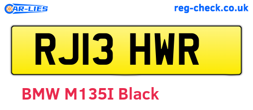 RJ13HWR are the vehicle registration plates.