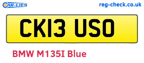 CK13USO are the vehicle registration plates.