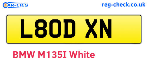 L80DXN are the vehicle registration plates.