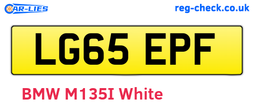 LG65EPF are the vehicle registration plates.