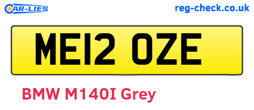 ME12OZE are the vehicle registration plates.