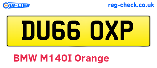 DU66OXP are the vehicle registration plates.