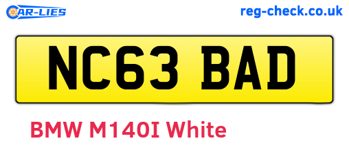 NC63BAD are the vehicle registration plates.