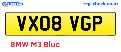 VX08VGP are the vehicle registration plates.