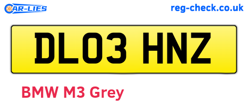 DL03HNZ are the vehicle registration plates.