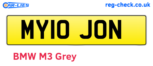 MY10JON are the vehicle registration plates.