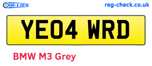 YE04WRD are the vehicle registration plates.