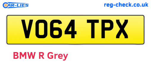 VO64TPX are the vehicle registration plates.