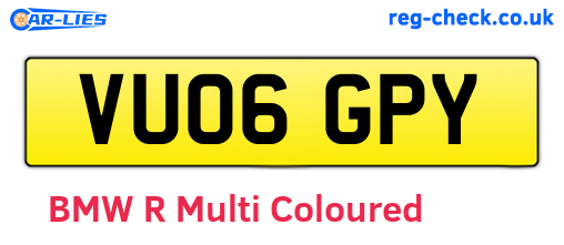 VU06GPY are the vehicle registration plates.
