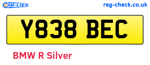 Y838BEC are the vehicle registration plates.