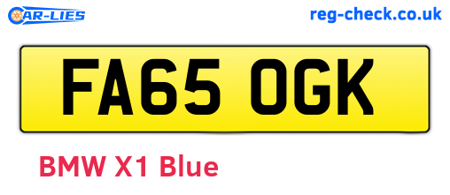FA65OGK are the vehicle registration plates.