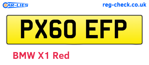 PX60EFP are the vehicle registration plates.
