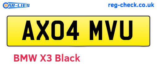 AX04MVU are the vehicle registration plates.