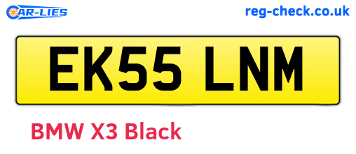 EK55LNM are the vehicle registration plates.