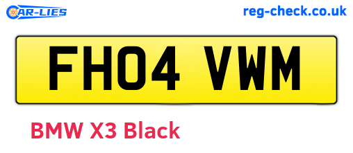 FH04VWM are the vehicle registration plates.