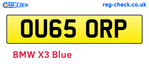 OU65ORP are the vehicle registration plates.