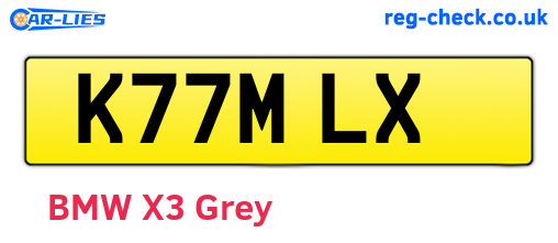 K77MLX are the vehicle registration plates.