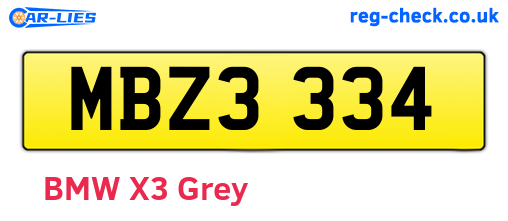 MBZ3334 are the vehicle registration plates.
