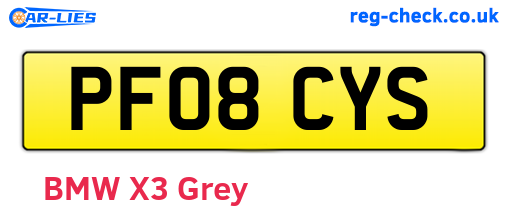 PF08CYS are the vehicle registration plates.