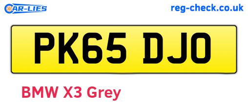PK65DJO are the vehicle registration plates.
