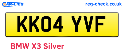 KK04YVF are the vehicle registration plates.