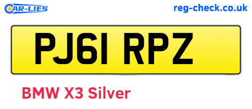 PJ61RPZ are the vehicle registration plates.