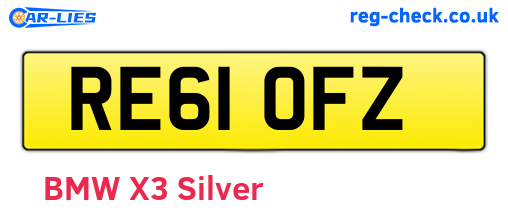 RE61OFZ are the vehicle registration plates.