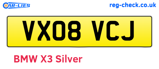 VX08VCJ are the vehicle registration plates.