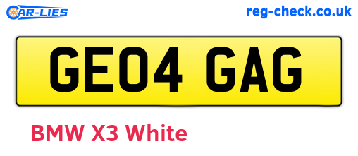 GE04GAG are the vehicle registration plates.