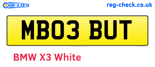 MB03BUT are the vehicle registration plates.