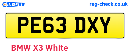 PE63DXY are the vehicle registration plates.