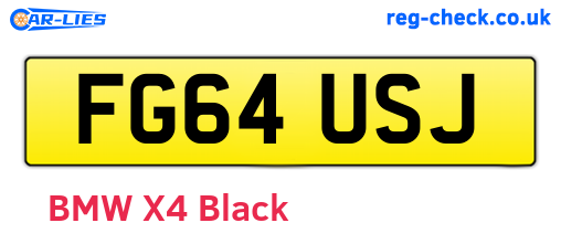 FG64USJ are the vehicle registration plates.