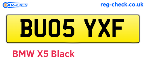 BU05YXF are the vehicle registration plates.
