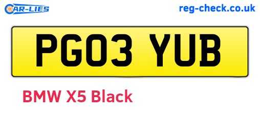 PG03YUB are the vehicle registration plates.