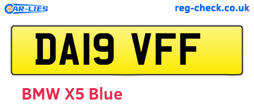 DA19VFF are the vehicle registration plates.