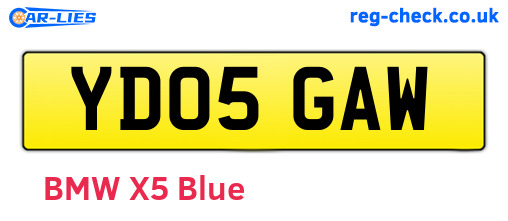 YD05GAW are the vehicle registration plates.