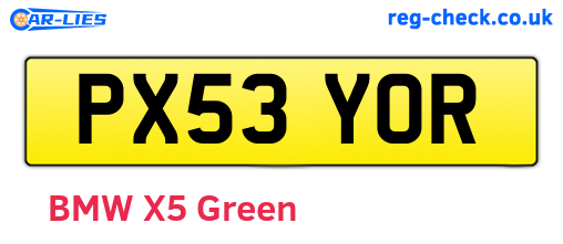 PX53YOR are the vehicle registration plates.