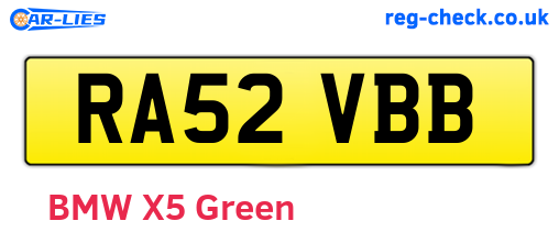 RA52VBB are the vehicle registration plates.