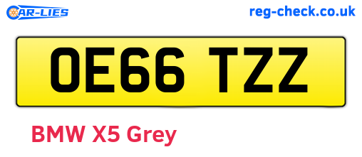 OE66TZZ are the vehicle registration plates.