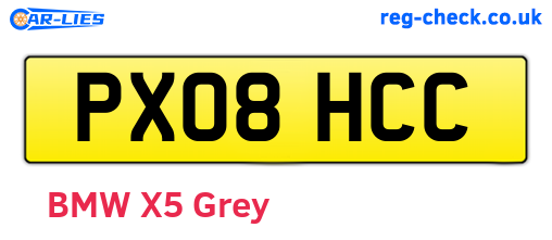 PX08HCC are the vehicle registration plates.