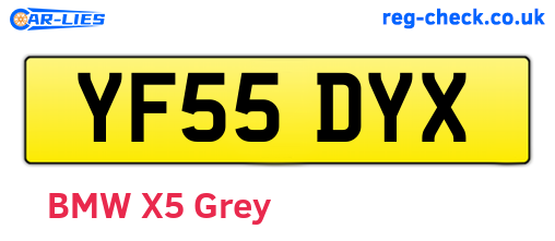 YF55DYX are the vehicle registration plates.