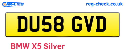 DU58GVD are the vehicle registration plates.