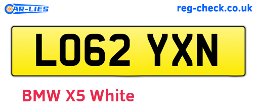 LO62YXN are the vehicle registration plates.