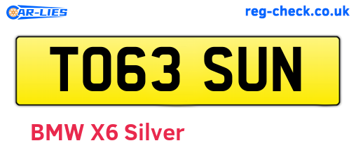 TO63SUN are the vehicle registration plates.