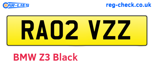 RA02VZZ are the vehicle registration plates.