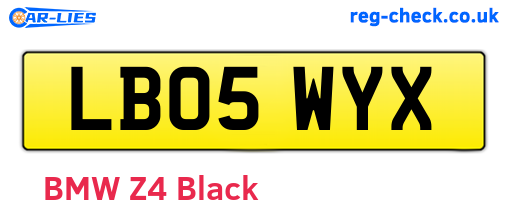 LB05WYX are the vehicle registration plates.