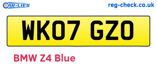 WK07GZO are the vehicle registration plates.