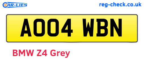 AO04WBN are the vehicle registration plates.